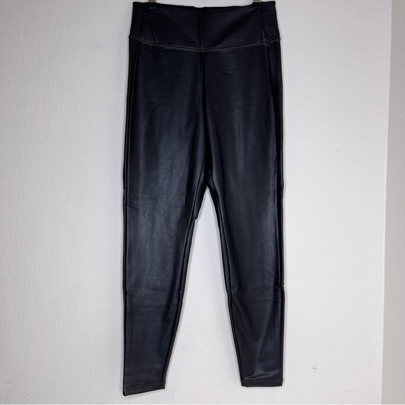 Athleta All Over Gleam‎ Tight Faux Leather Leggings Black Medium - Picture 7 of 12